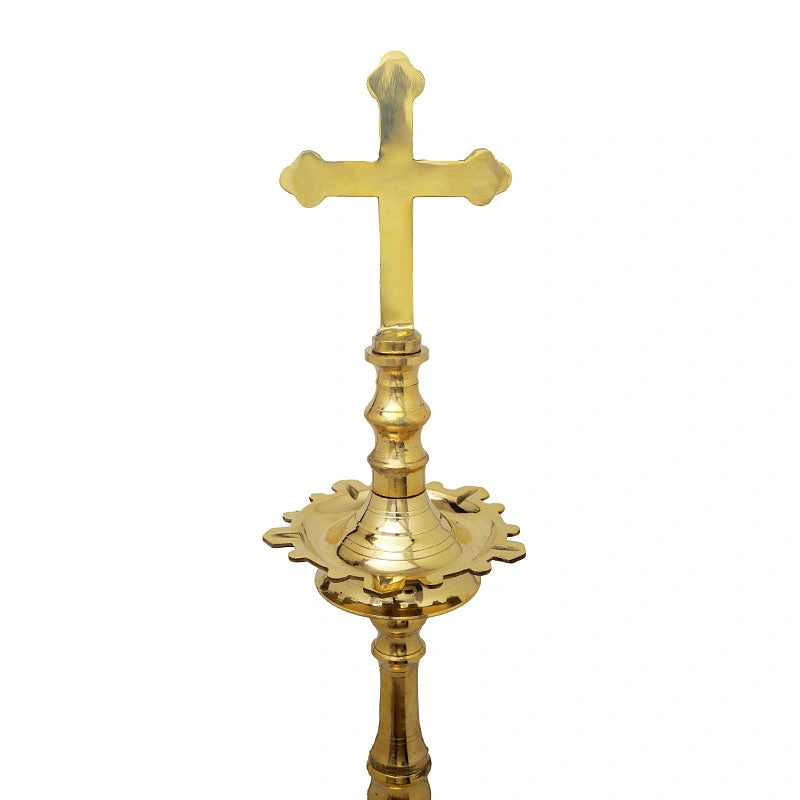 Handcrafted Plain Cross Brass Oil Lamp 3.5 feet - ArtyCraftz.com