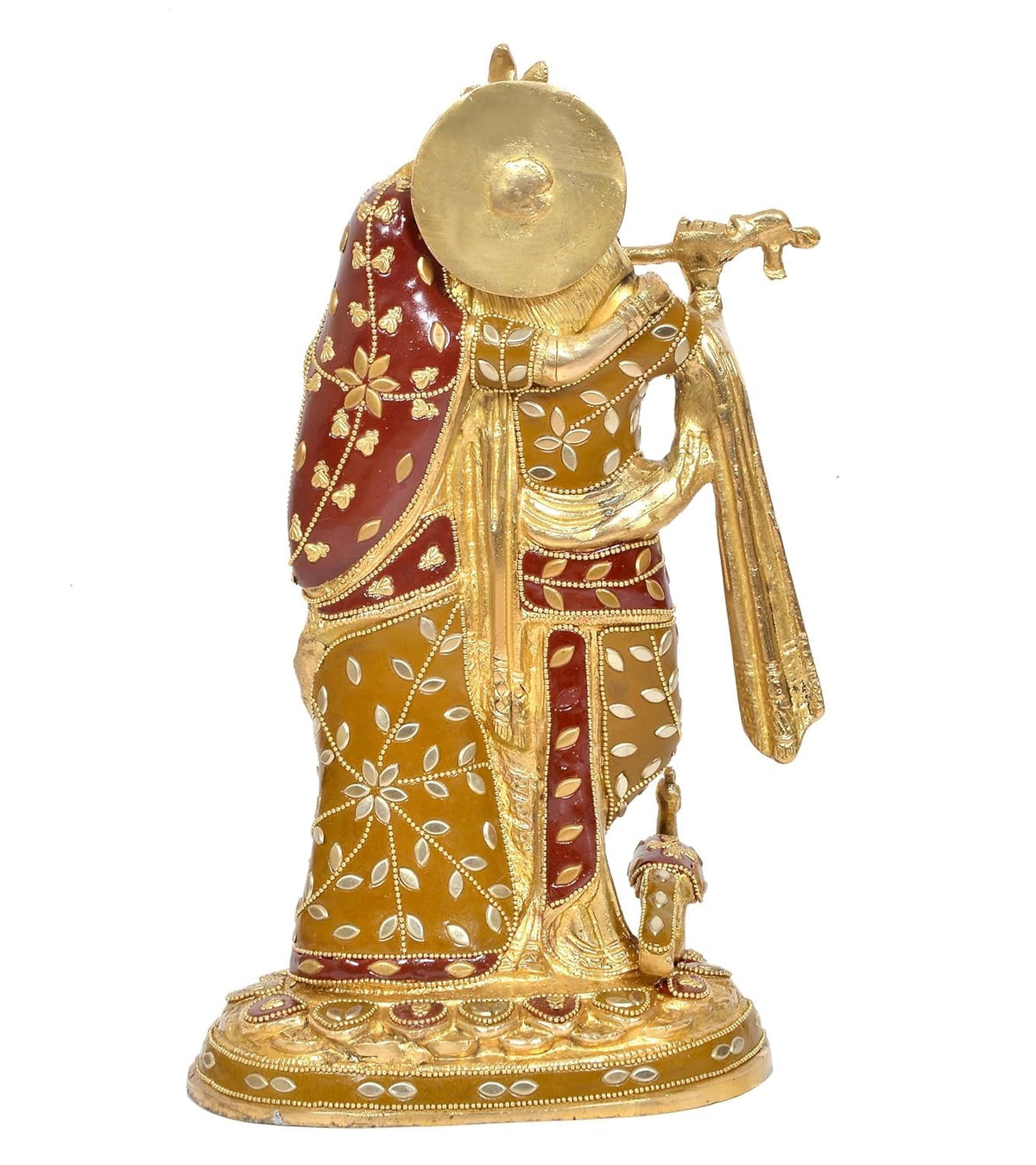 Handcrafted Radha Krishna Brass Statue with Meenakari Work BackView-ArtyCraftz.com