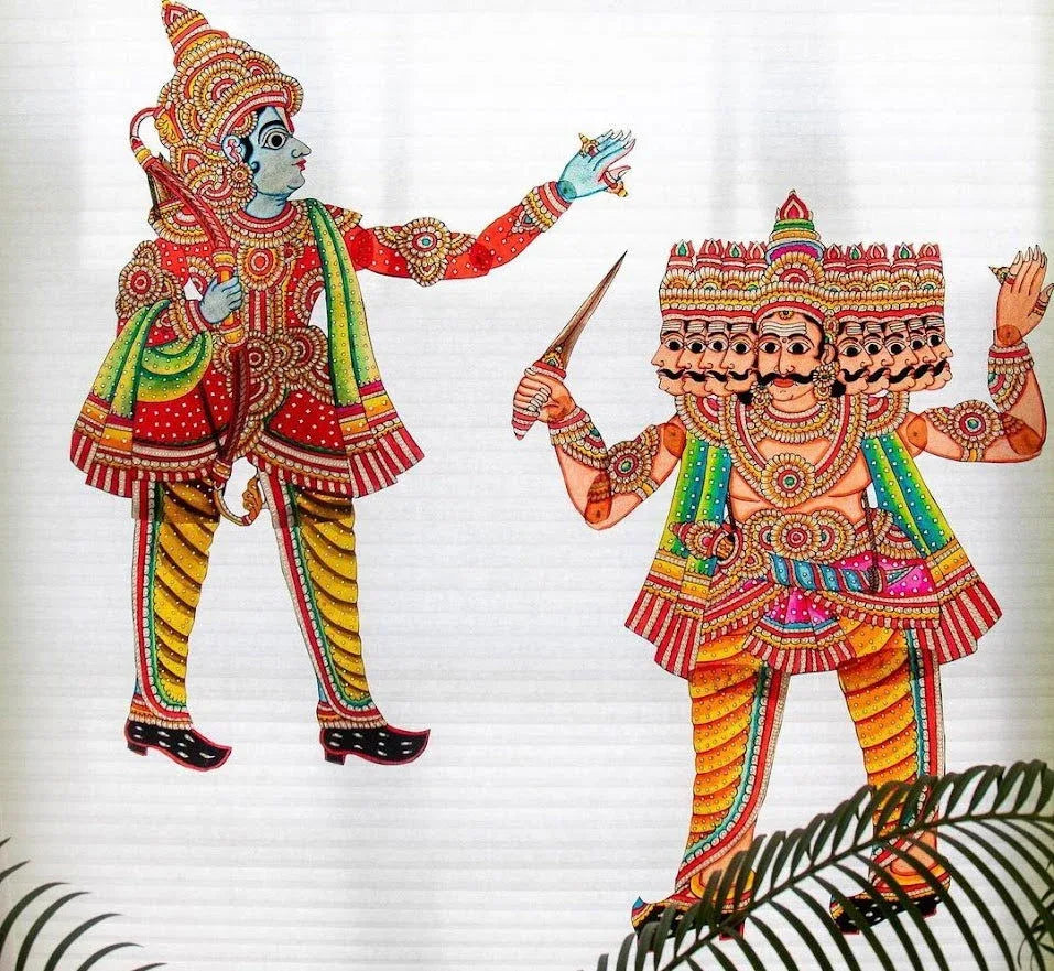 Handcrafted Rama and Ravana Leather Puppet 15 Inches - ArtyCraftz.com