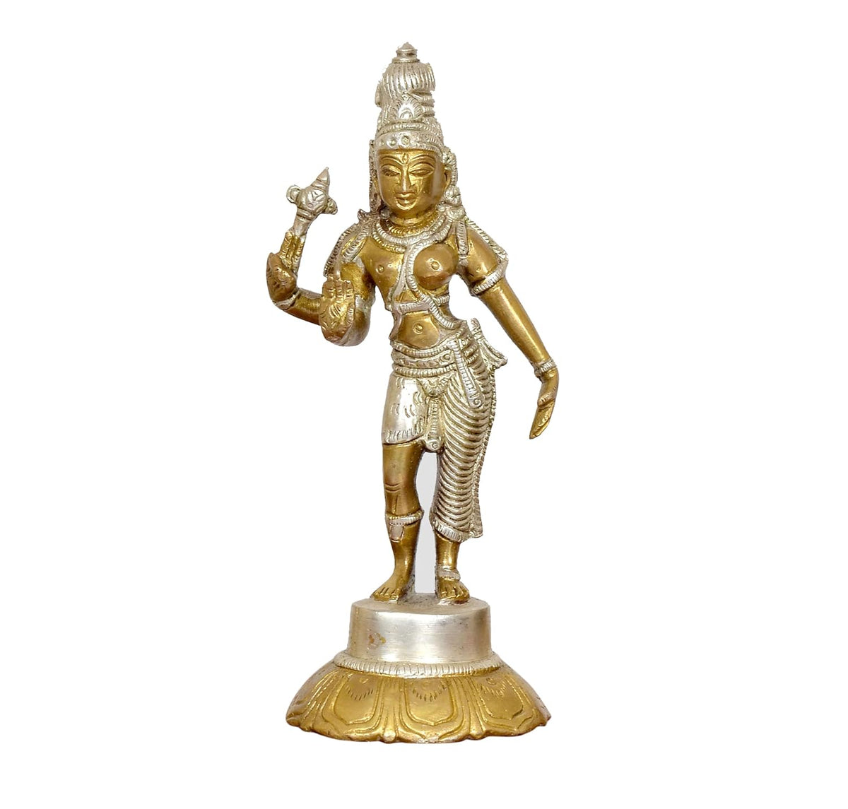 Handcrafted Silver Finish Ardhanarishvara Brass Idol Gold Silver main image-ArtyCraftz.com