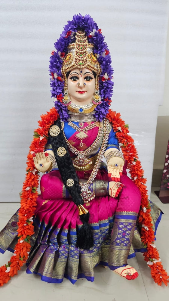 Handcrafted Varalakshmi Fabric Doll with German Silver Face-ArtyCraftz.com