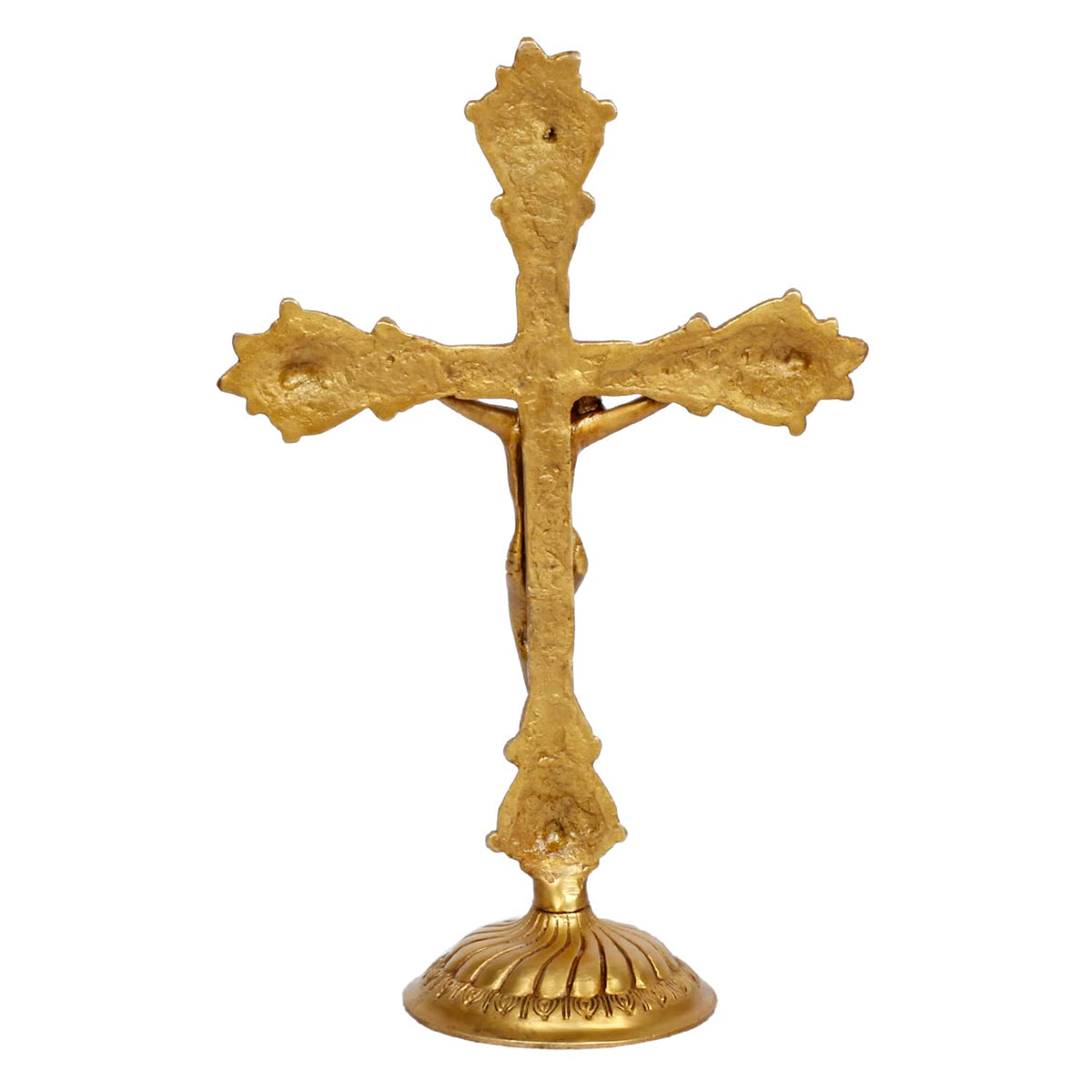 Handcrafted Vintage Brass Standing Crucifix Statue-artycraftz.com