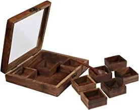 Handcrafted Wooden 6 Spice Box for Kitchen Accessories - ArtyCraftz.com