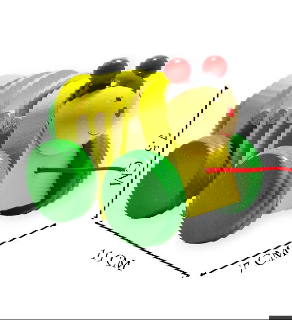 Handcrafted Wooden Caterpillar Pull Along Encourage Walking Infant - ArtyCraftz.com
