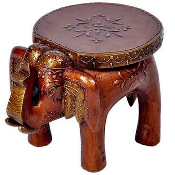 Handcrafted Wooden Elephant Stool for Showpiece - ArtyCraftz.com