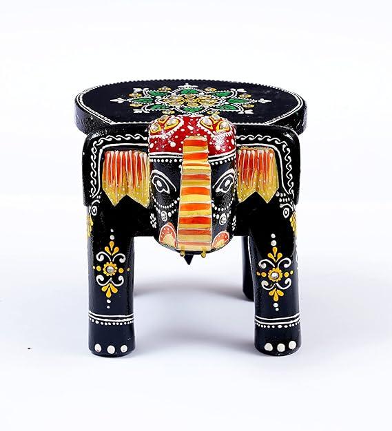 Handcrafted Wooden Elephant Stool for Showpiece