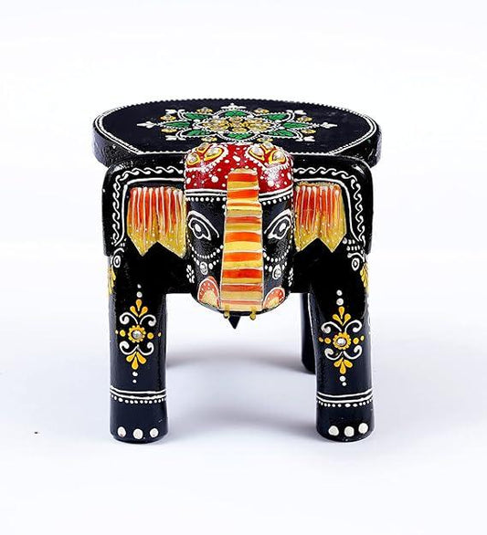 Handcrafted Wooden Elephant Stool for Showpiece