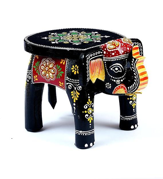 Handcrafted Wooden Elephant Stool for Showpiece