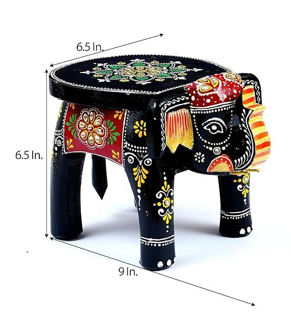 Handcrafted Wooden Elephant Stool for Showpiece
