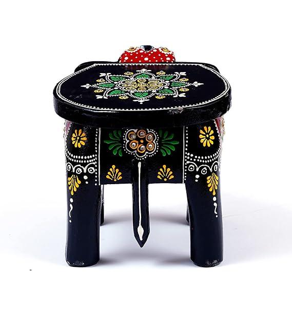 Handcrafted Wooden Elephant Stool for Showpiece