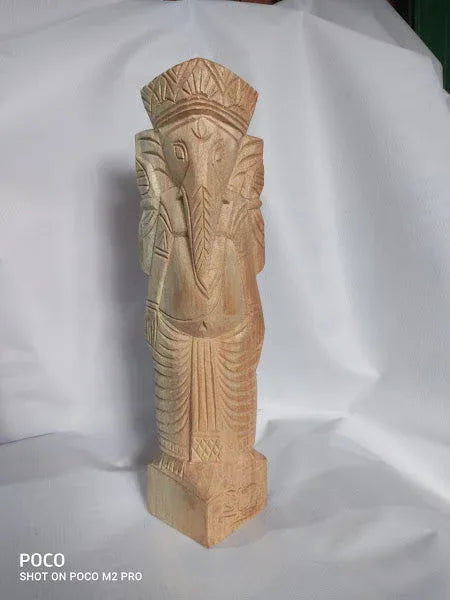 Handcrafted Wooden Ganesha Statue for Home Decor - ArtyCraftz.com