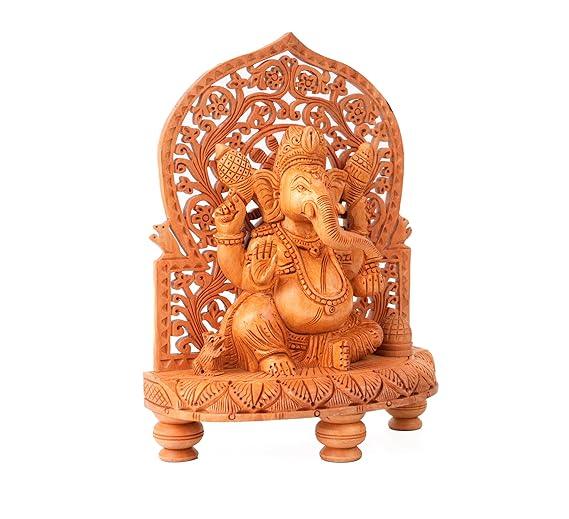 Handcrafted Wooden Ganesha Statue for Home Decor