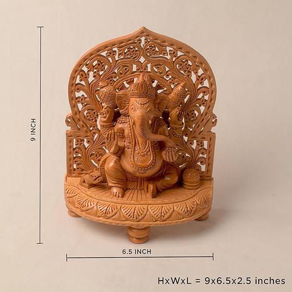 Handcrafted Wooden Ganesha Statue for Home Decor