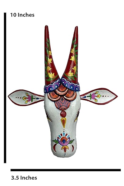 Handcrafted Wooden Hand Painted cow head for Wall Decor