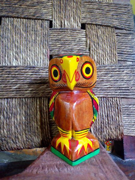 Handcrafted Wooden Owl 5 inches Statue - ArtyCraftz.com