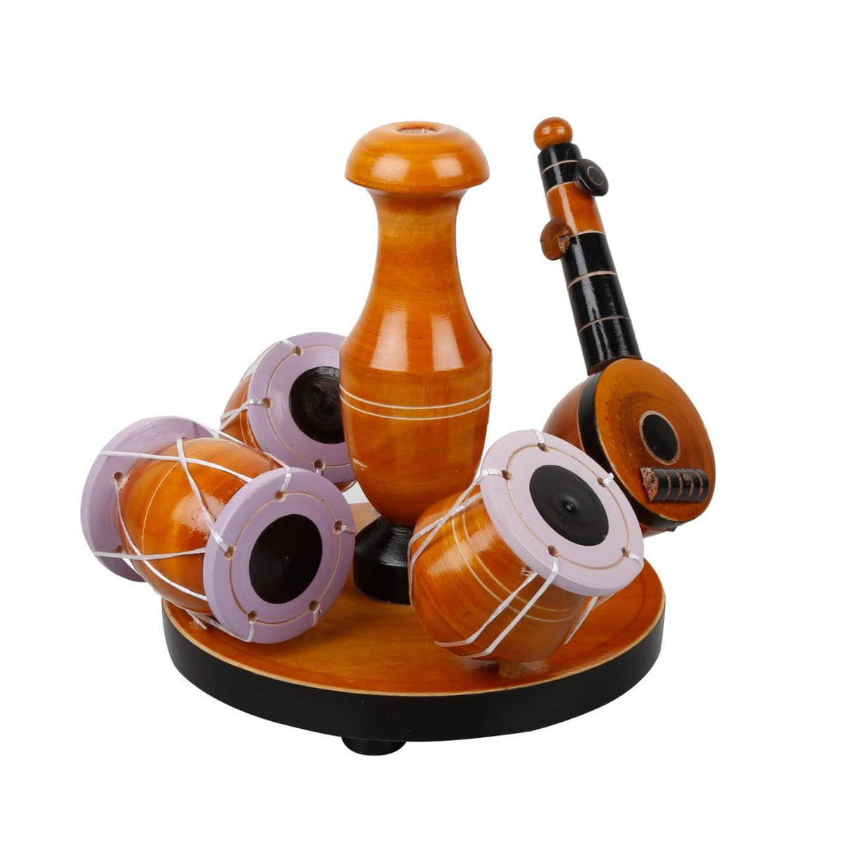 Handcrafted Wooden Tabla & Veena Showpiece-ArtyCraftz.com