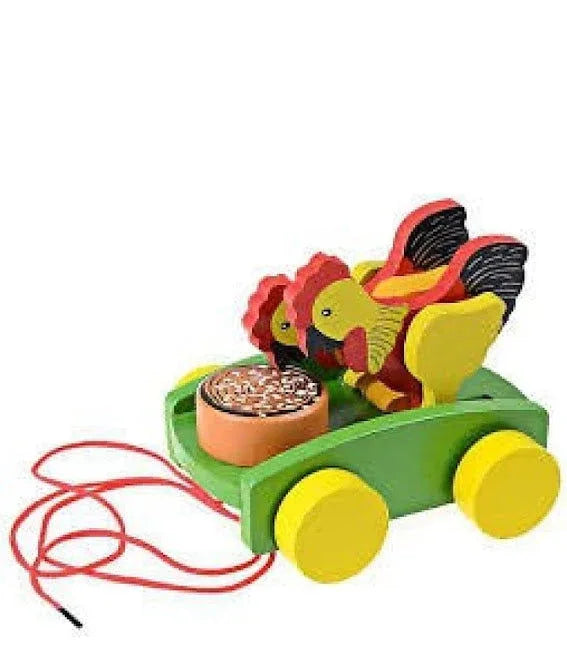 Handcrafted Wooden chicken pull line car - ArtyCraftz.com