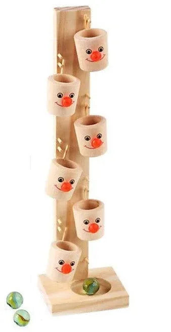 Handcrafted Wooden clown cup marbles children's toys montessori wooden tree marble ball run track game - ArtyCraftz.com