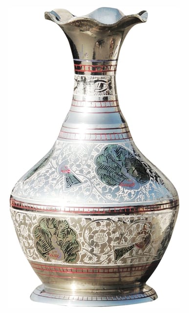 Handcrafted and Handpainted Engraved Brass Flower Vase - ArtyCraftz.com