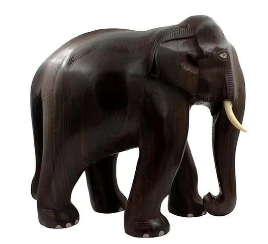 Handcarved Rosewood Elephant-ArtyCraftz.com In White Background