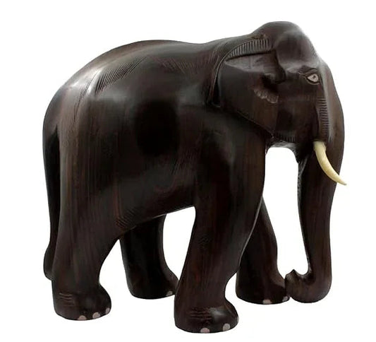 Handcarved Rosewood Elephant-ArtyCraftz.com In White Background