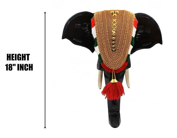Handcraved Rosewood Elephant Head Figurine with Nettipattom - ArtyCraftz.com
