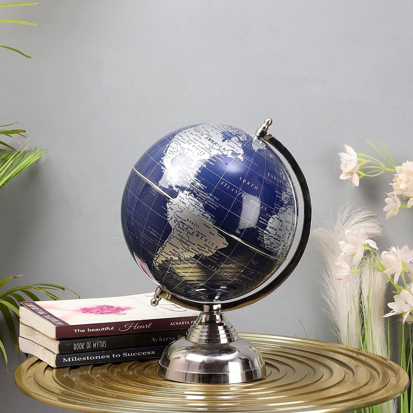Handicraft Educational Globe Metal Base Home Decor Office Decor Gift Purpose 8 Inch Globe Political World Globe (8 Inch Globe Blue) - ArtyCraftz.com