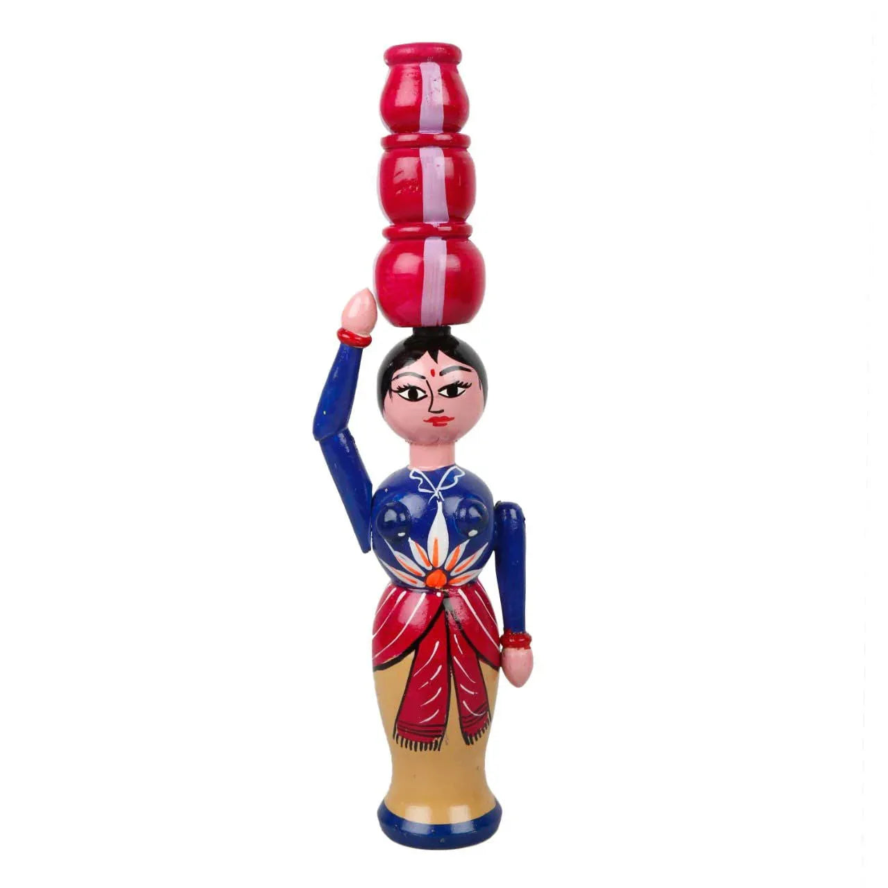 Handicraft Hand Crafted Lady Carrying Pot Idol for Home, Office (Multicolor) - ArtyCraftz.com