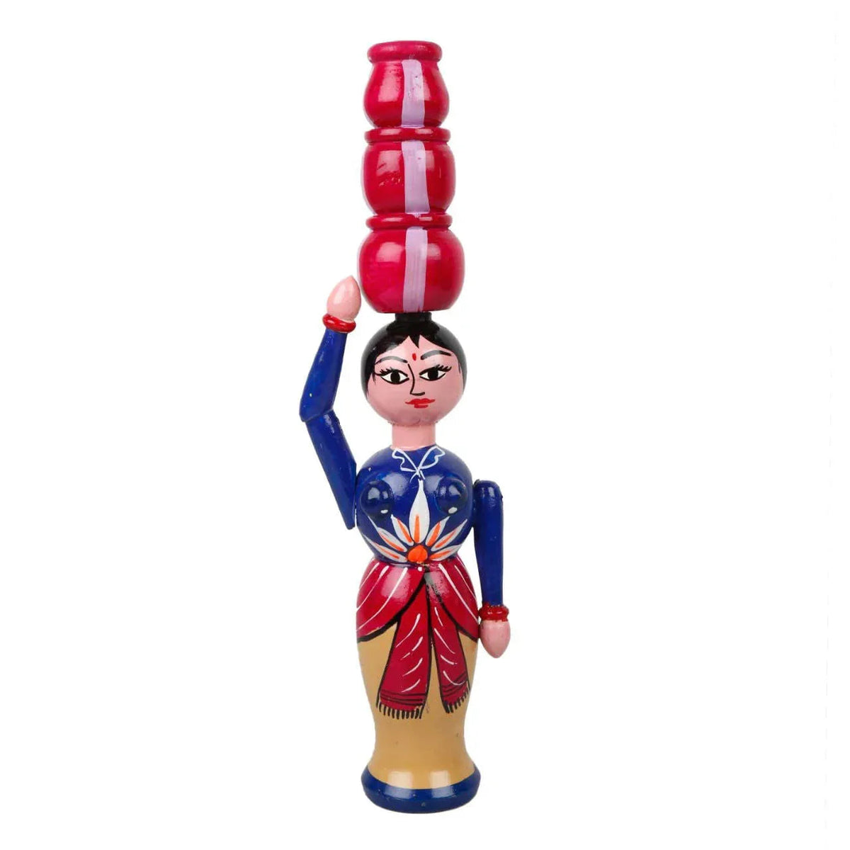 Handicraft Hand Crafted Lady Carrying Pot Idol for Home, Office (Multicolor) - ArtyCraftz.com