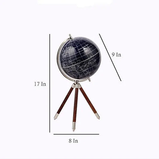 Educational Tripod Globe Base Political World (8 Inch Globe Blue)