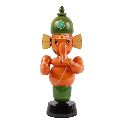 Handicrafts Ganesha with Ganesh Idol Statue Wooden Carving Ganpati Spiritual Chandan Figurine for Home D?cor Pooja - ArtyCraftz.com