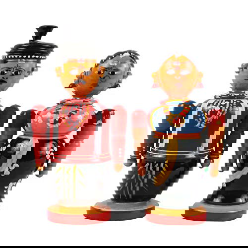 Handicrafts Traditional Wooden Indian Marriage Couple Set Etikopaka Toys (Multicolour, 4 Inches) - ArtyCraftz.com