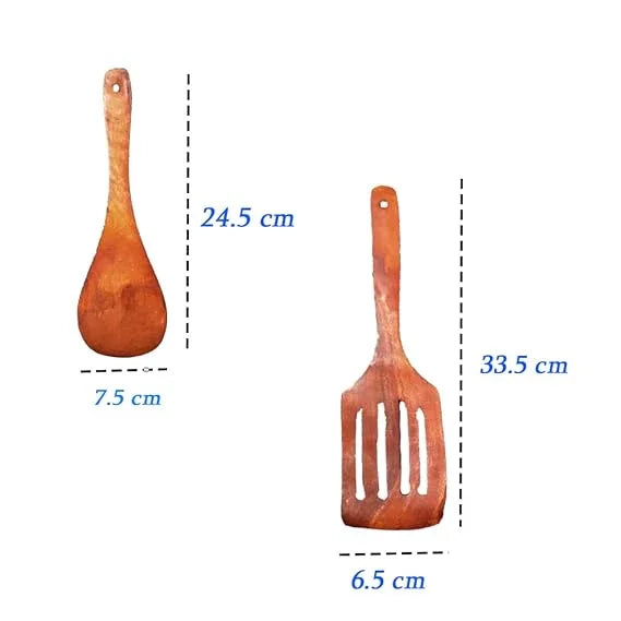 Handicrafts Wooden Spoon Natural Handmade Cooking Spoon Set, Kitchen Utensils, Frying Spoon Ladles & Turning Spatula Nonstick Spoon Set for Cooking