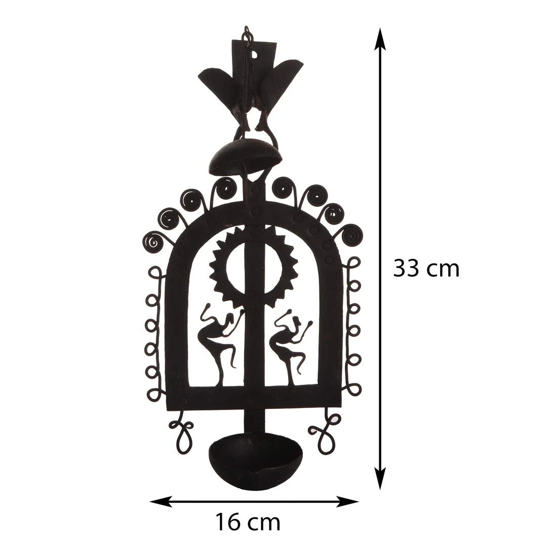 Handmade Black Wrought Ghanti Diya Decorative Craft - ArtyCraftz.com