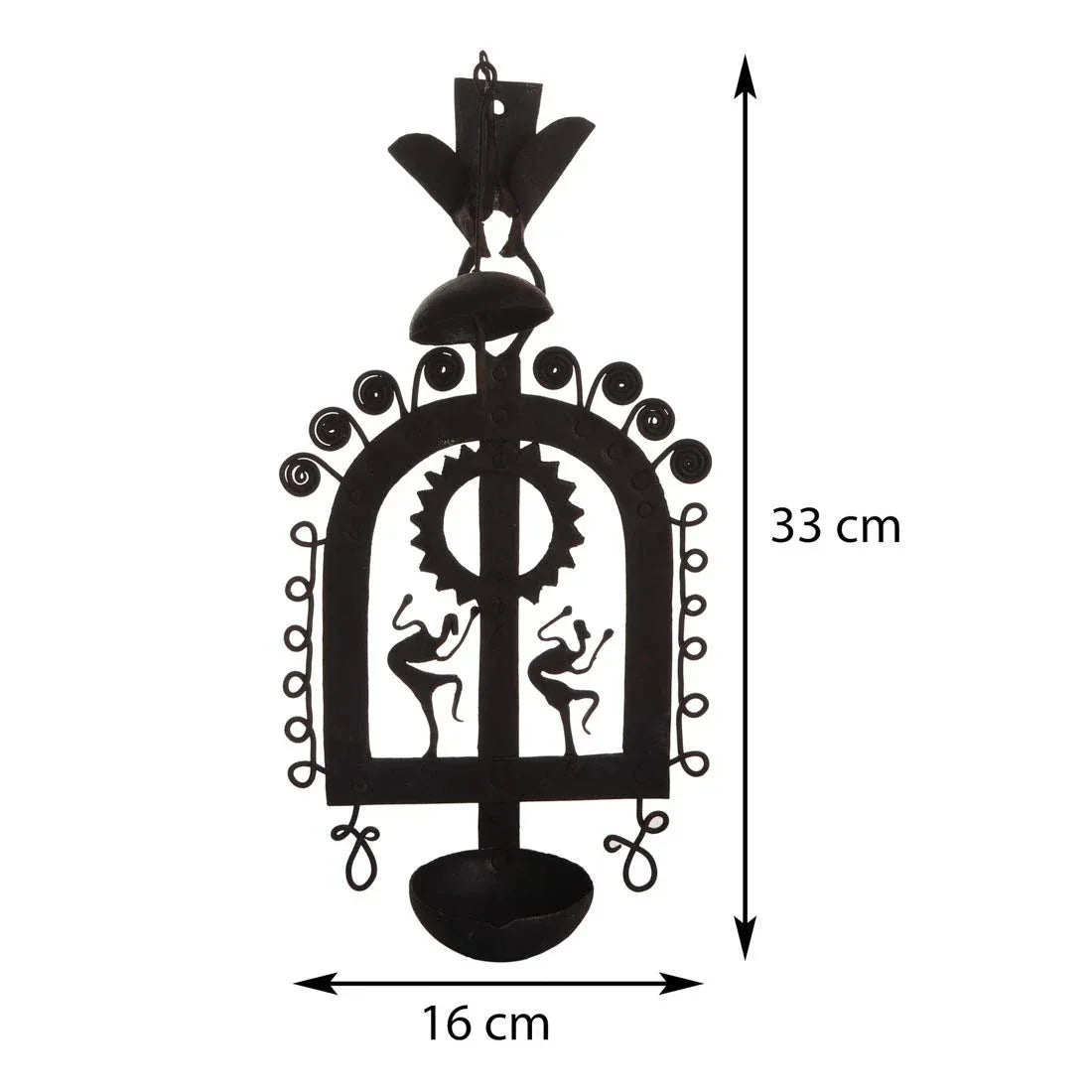 Handmade Black Wrought Ghanti Diya Decorative Craft - ArtyCraftz.com