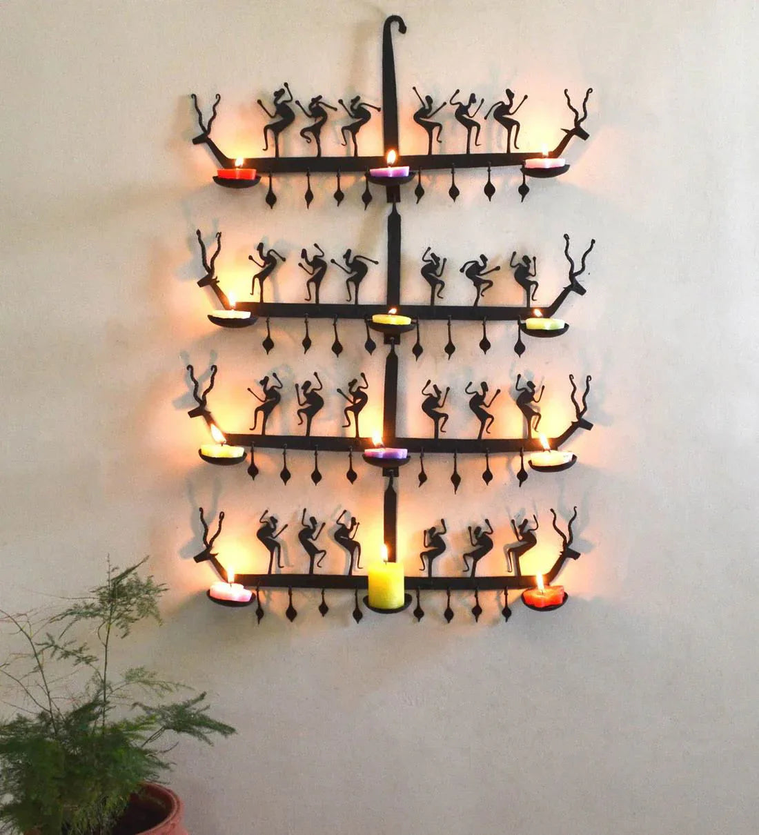 Handmade Black Wrought Iron Trible Dance Candle Holder - ArtyCraftz.com