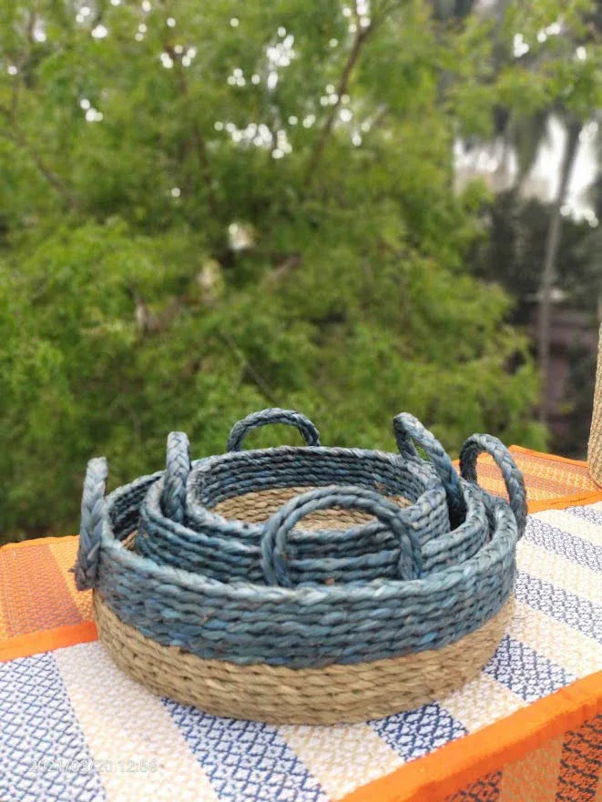 Handmade Blue Sabai Organizer set of 3 - ArtyCraftz.com