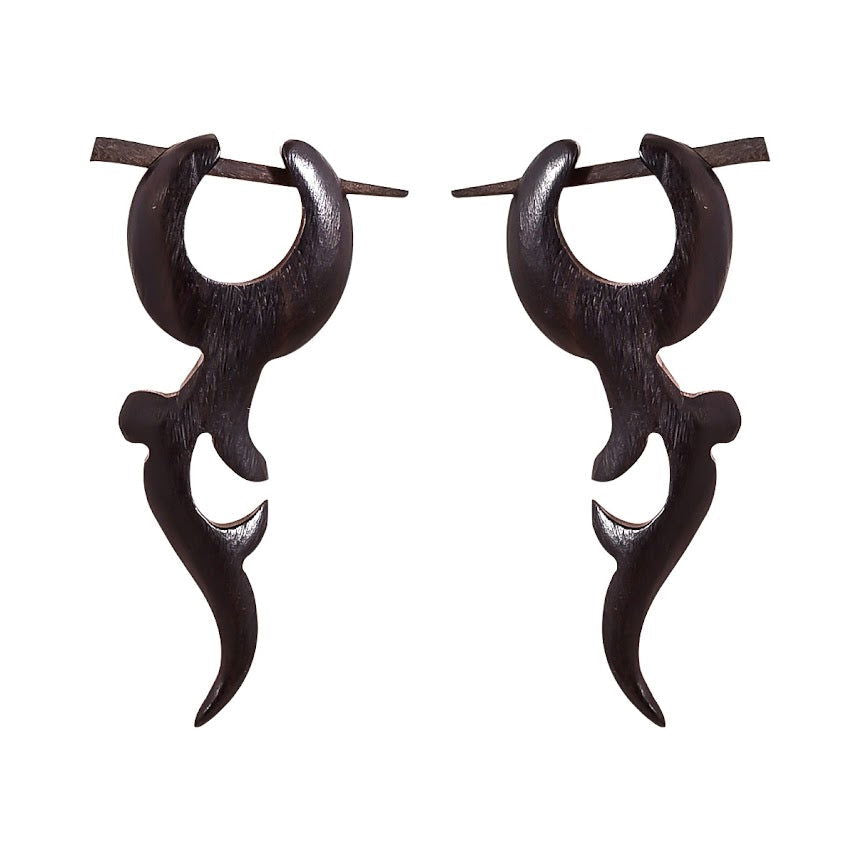 Handmade Boho Style Tribal Fake Gauge Wooden Earrings 1.8" - ArtyCraftz.com