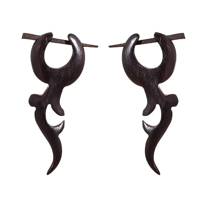 Handmade Boho Style Tribal Fake Gauge Wooden Earrings 1.8" - ArtyCraftz.com