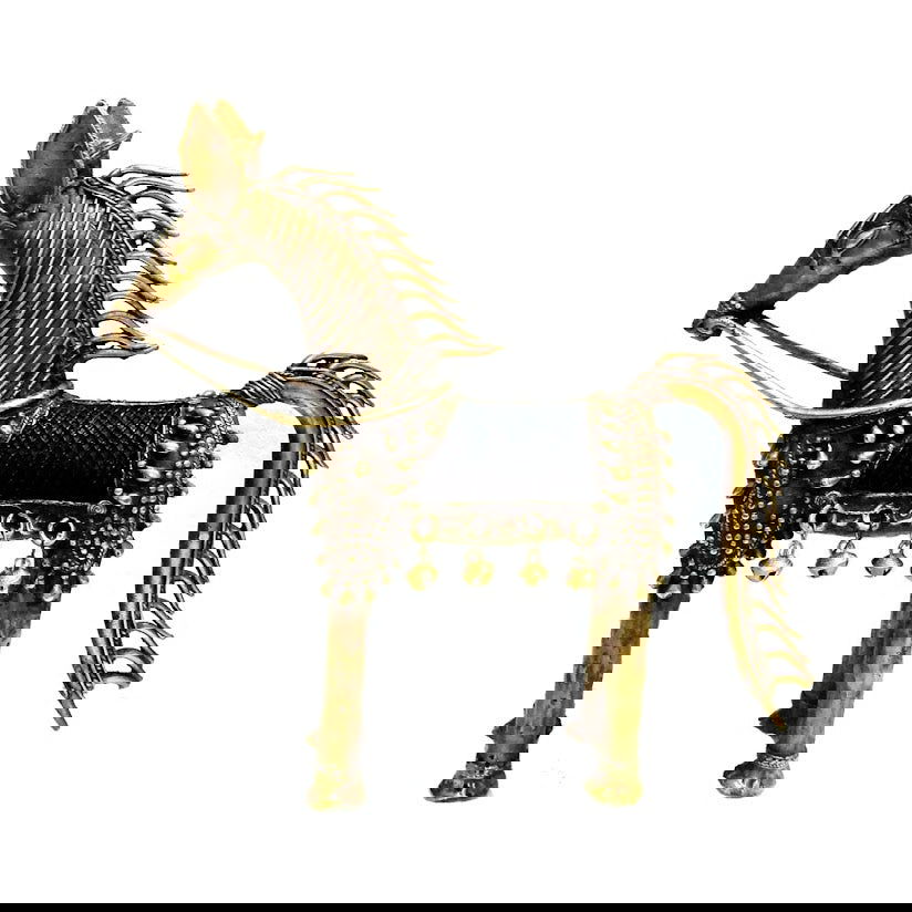 Handmade BrassHorse Antique Color with Ghungru Dhokar Showpiece - ArtyCraftz.com