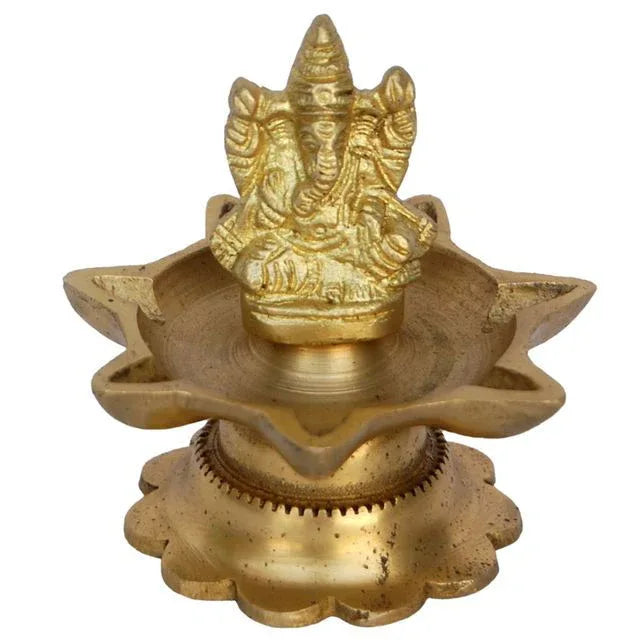 Brass Ganesha Deepam with Lotus Base-ArtyCraftz.com