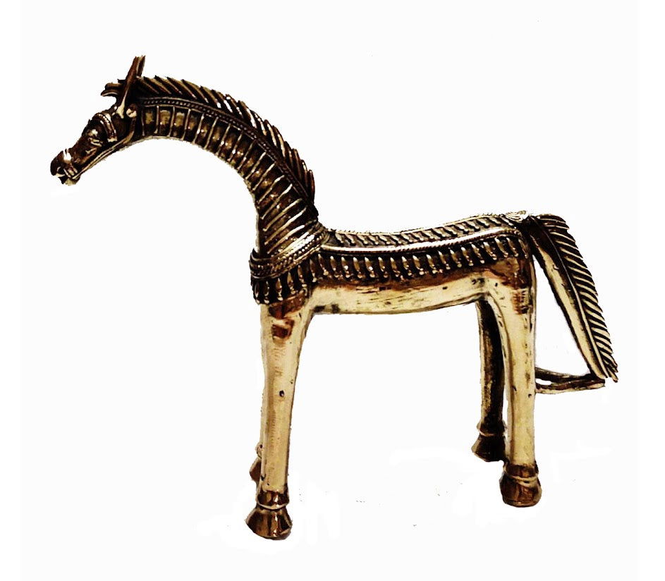 Handmade Brass Long Neck Horse Dhokar Showpiece - ArtyCraftz.com