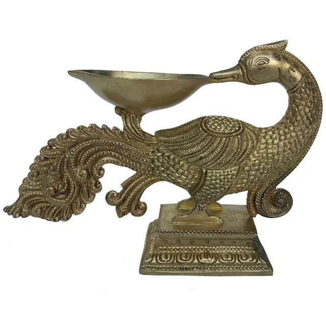 Handmade Brass Peacock Deepak Stand Home Decor - ArtyCraftz.com