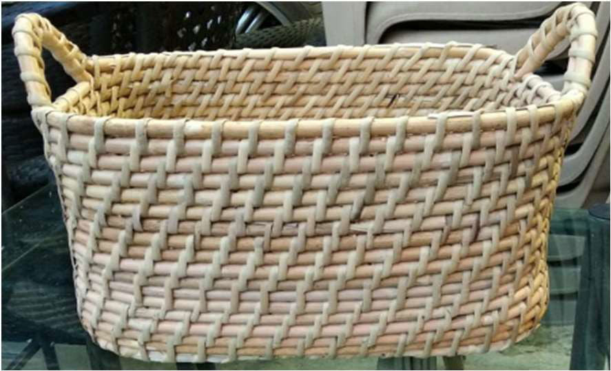 Handmade Cane Rectangular Storage Basket with Handle - ArtyCraftz.com