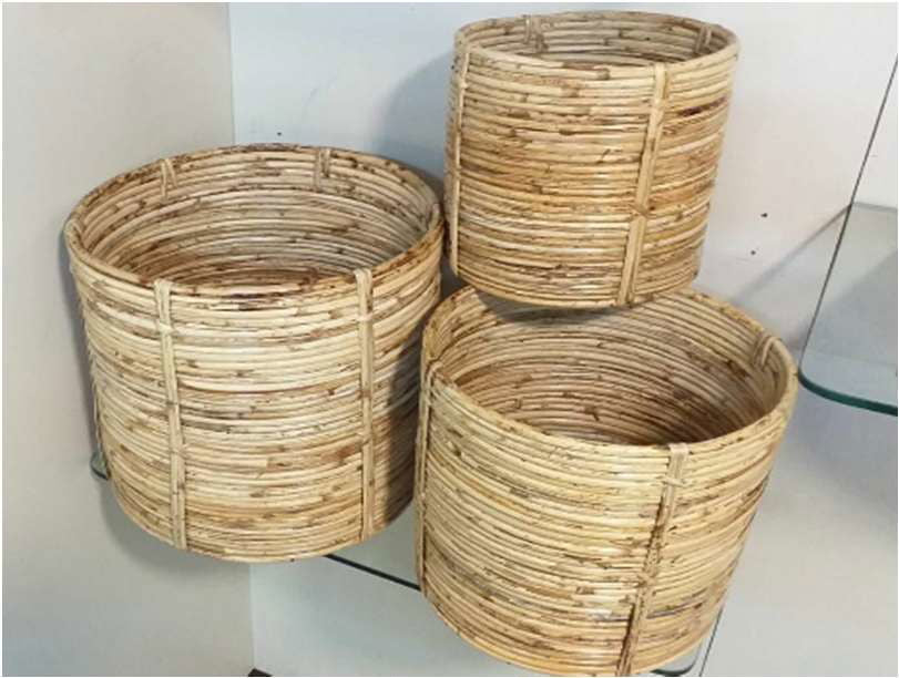 Handmade Cane Round Planter - Set of 3 Planter - ArtyCraftz.com