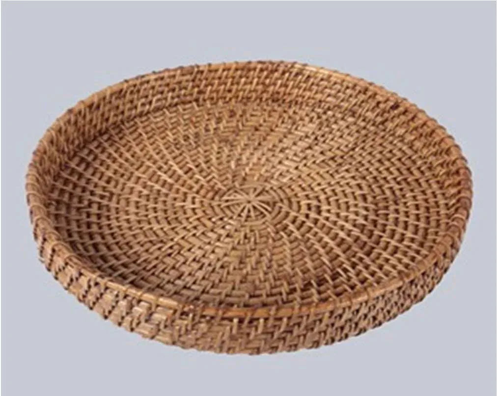 Handmade Cane Round Tray 10"*2" Inches - ArtyCraftz.com