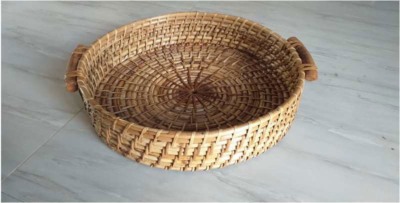 Handmade Cane Tray with side Handle for Home Decor and Gifting 3 Inches - ArtyCraftz.com