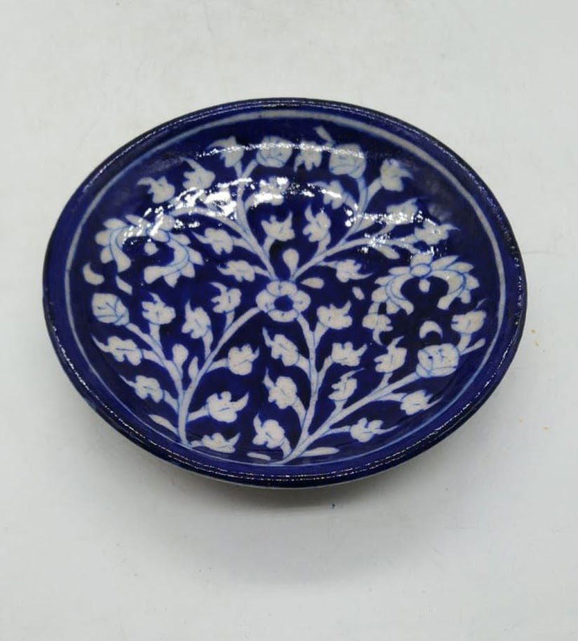 Handmade Ceramic 6 Inches Plate for Serving Snacks Navy Blue Color - ArtyCraftz.com