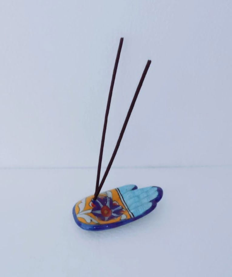 Handmade Ceramic Decorative Hand Incense Stick Holder for Home Decor and Gifting 3 Inches - ArtyCraftz.com