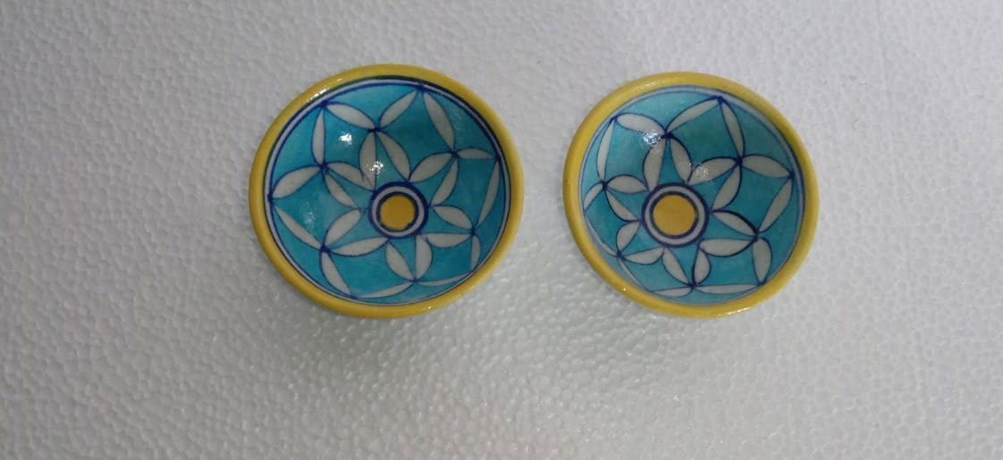 Handmade Ceramic Floral Bowl Set of 2 Multi Color - ArtyCraftz.com